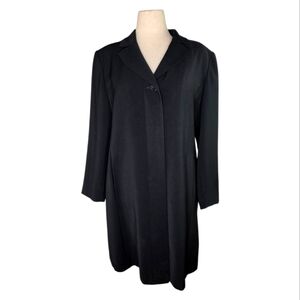 Vintage Portrait Black Longline Coat Women’s PL Classic Button Front Overcoat